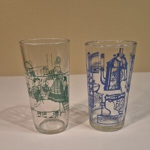 VINTAGE "Swanky Swig" Breakfast Juice Glasses, Set Of 2